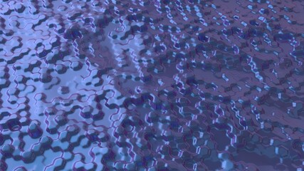 Abstract background with glossy purple pimples. Foam surface concept. Dotted backdrop. Modern background template for documents, reports and presentations. 3d rendering