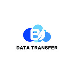 Initial letter B with leaf cloud icon for smart technology database storage logo concept