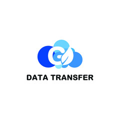 Initial letter G with leaf cloud icon for smart technology database storage logo concept