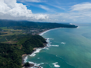 Beautiful aerial view of the amazing Hermosa Beach in  of Costa Rica