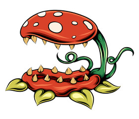 The scary monster plant with the sharp teeth for catch the animal