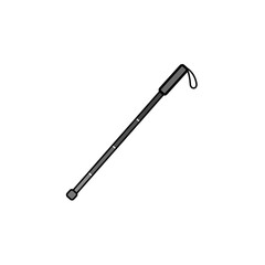 Blind cane isolated icon on white background. Vector illustration in flat cartoon design. 
