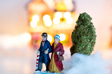 Obraz premium Cannabis tree in festive holiday snow scene