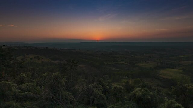 Time lapse video of Top views landscape with sunset at Khao Ta Kean Ngo, Khao Kho District, Phetchabun, Thailand