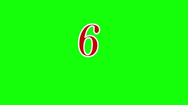 10 seconds countdown to the new year. Red numbers jump from the bottom from ten to one, then a fireworks of gold stars explode. Suitable for a New Years Eve Party. (2D animation, 4k, green screen)