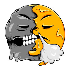 A face with stream from nose changes to death face with teeth emoticon