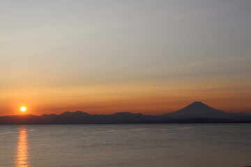 Naklejka na ściany i meble Mt.fuji and the sunset