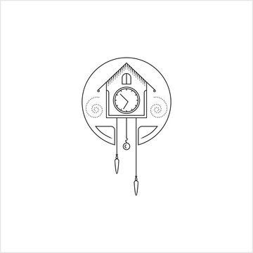 recommend clip art: Cuckoo Clock Icon Monoline Style, Single Stroke Width Cuckoo Calling At Every Hour