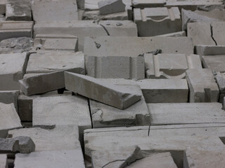 Broken blocks autoclaved aerated concrete.