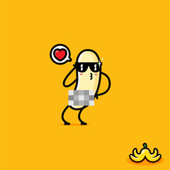 banana vector design in funny pose