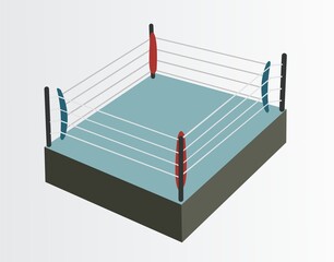 Vector of a boxing ring on grey background