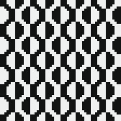 Geometric black and white pattern pixel art style. Isolated vector monochrome illustration. 8-bit. Design for stickers, logo, web and mobile app.