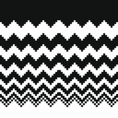 Geometric black and white pattern pixel art style. Isolated vector monochrome illustration. 8-bit. Design for stickers, logo, web and mobile app.