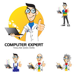 Computer Expert mascot symbol vector