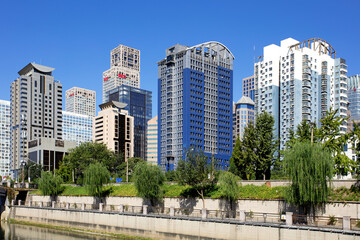 Fototapeta na wymiar Dense buildings in Beijing International Trade Area