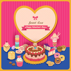 Illustration of Sweet love dessert for Valentine's Day
