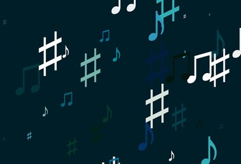 Light Blue, Green vector template with musical symbols.