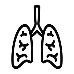 
Human respiratory organ, lungs icon in glyph design 
