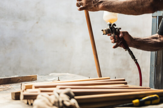 Carpenter in his wood workshop