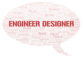 Engineer Designer typography word cloud create with the text only