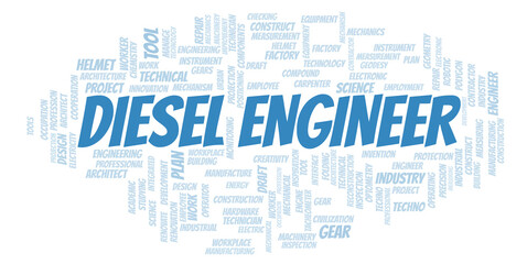 Diesel Engineer typography word cloud create with the text only