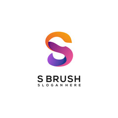 Logo illustration s brush colorful gradient color vector design
