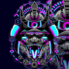 Samurai cyberpunk glitch japanese