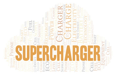 Obraz premium Supercharger typography word cloud create with the text only.