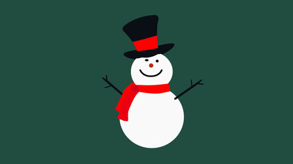 Snowman have black Hat and red scarf