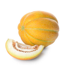 Sweet ripe melon on white background