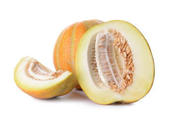 Sweet ripe melons on white background