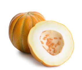 Sweet ripe melons on white background