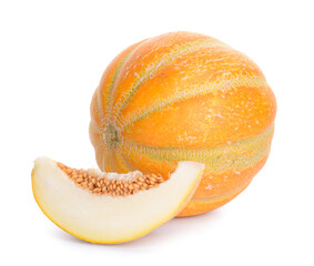 Sweet ripe melon on white background