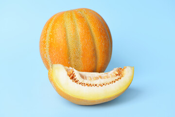 Sweet ripe melon on color background