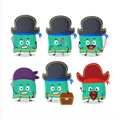Cartoon character of napkin with various pirates emoticons