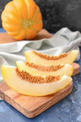 Sweet cut melon on table