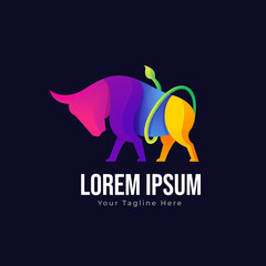 Bull gradient logo. Vector illustration
