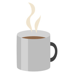コーヒーカップに入った湯気が出てるコーヒーのイラスト。