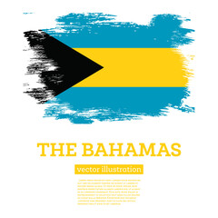 The Bahamas Flag with Brush Strokes. Independence Day.