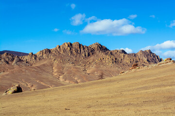 Mountains in Highland, Mongolia, Terelj. Landscapes and views in Gorkhi-Terelj National Park, Mongolia.