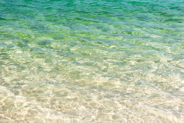 Fototapeta na wymiar Clear blue transparent tropical summer beach water background