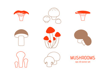 Mushroom - vector icons set.
