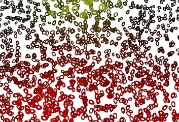 Dark Green, Red vector background with bubbles.