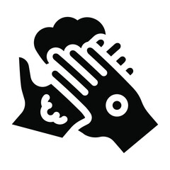 
Covid preventing cure, solid icon of rubbing hands 
