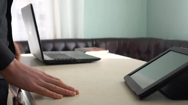 Attaching a QR code to delivery or package, tracking. QR code scanning app. Touchless digital payment option for businesses