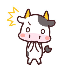 牛のかわいいキャラクター　驚く　びっくり