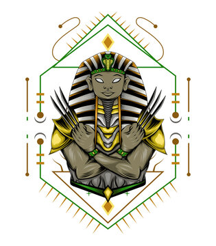 Ramesses illustration with sacred geometry. ramses mascot logo