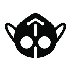 
Covid face protection equipment, solid icon of N95 mask 
