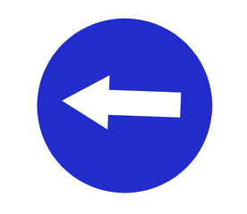 compulsory turn left traffic sign with white background.