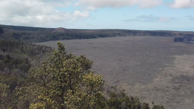 4k left to right panoramic panning motion of Kīlauea which is an active shield volcano in the Hawaiian Islands that last erupted between 1983 and 2018, Big Island,Hawaii,usa